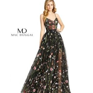 Mac Duggal Black Floral Women's Dress